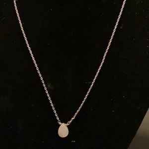 Silver necklace small white stone pendant necklace